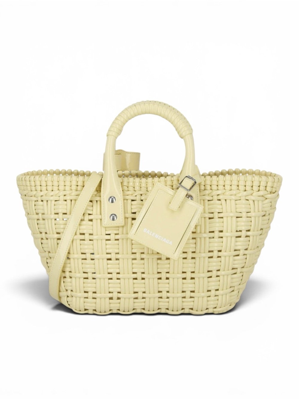 Balenciaga Bistro XS Bag Pastel Yellow Enamel Mini Tote New w/ Tags & Dust Bag